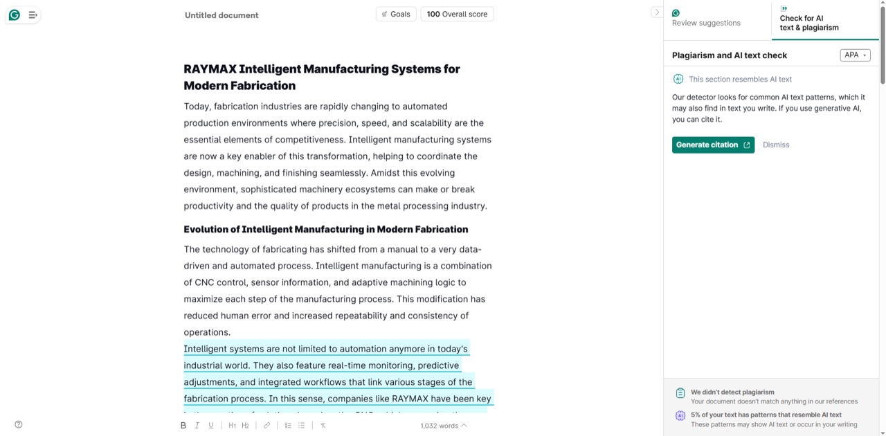 RAYMAX Intelligent Manufacturing Systems for Modern Fabrication